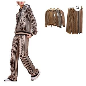✨RESTOCKED✨Designer Beige and Black Women's Tracksuit
